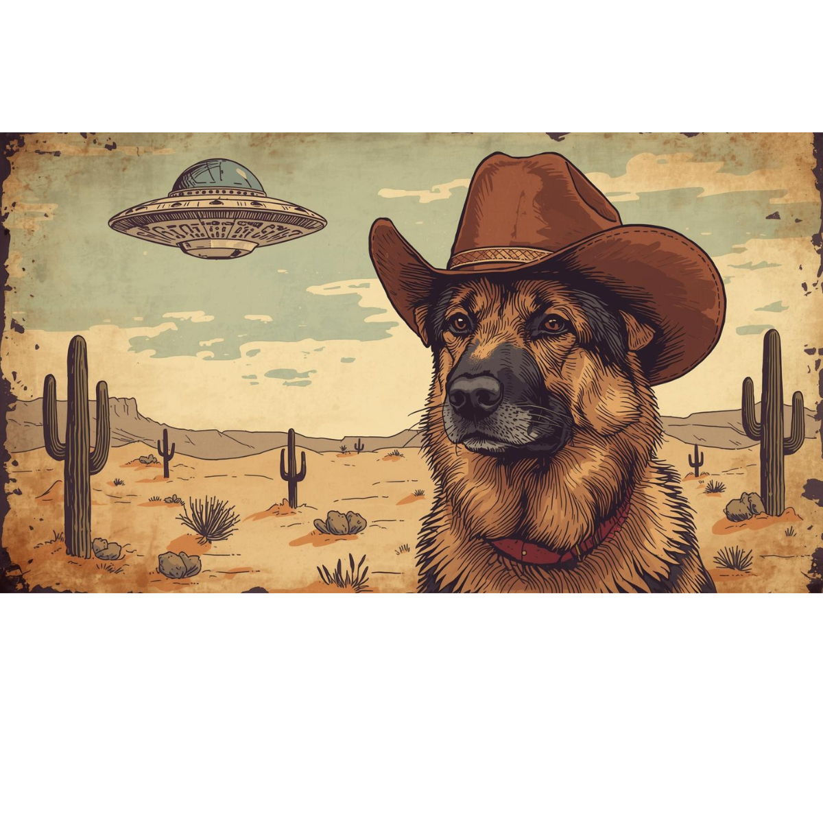 German Shepard Wild West- T-Shirt