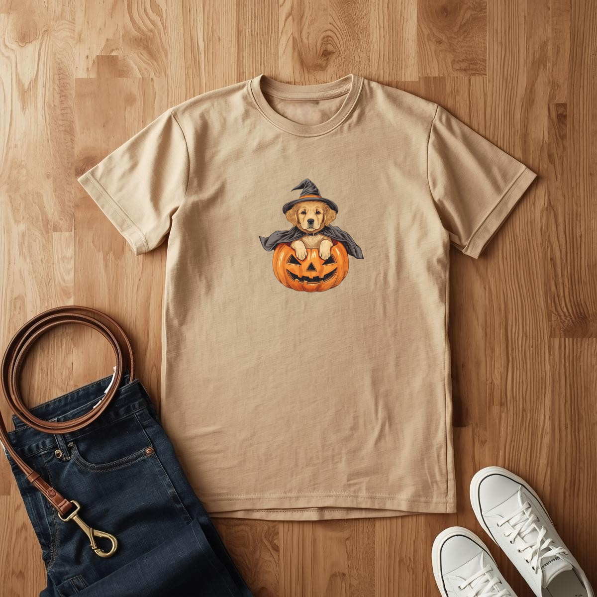 Golden Puppy Happy Halloween - T-Shirt
