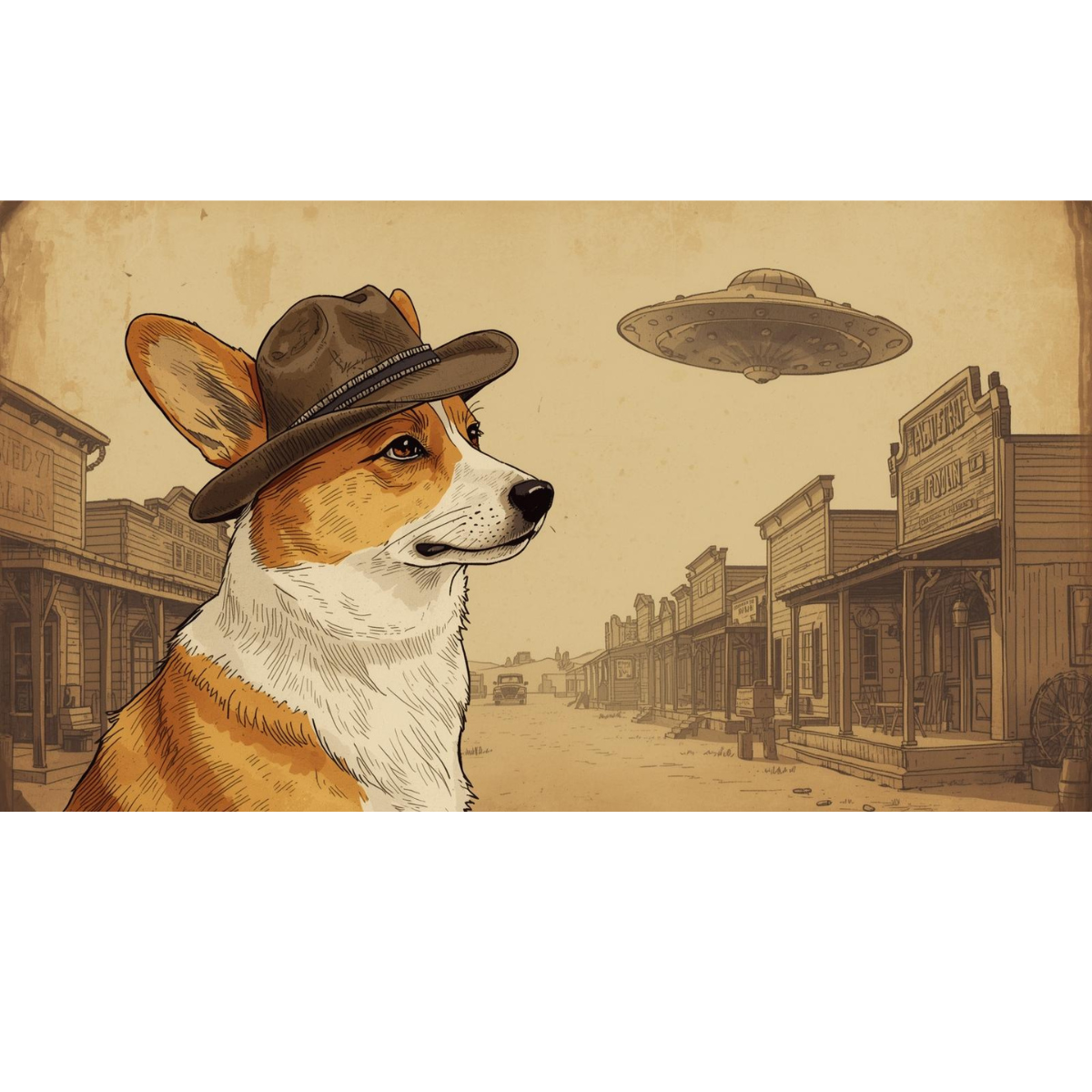 Corgi Midwest Cowboy- T-Shirt