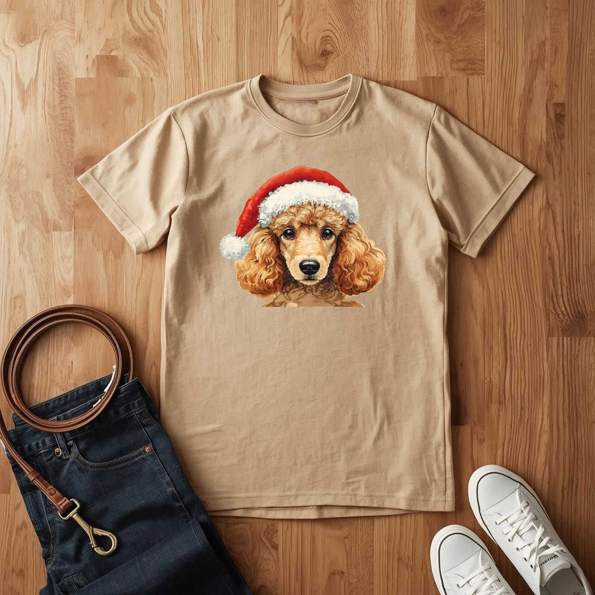 Poodle Santa Hat- T-Shirt