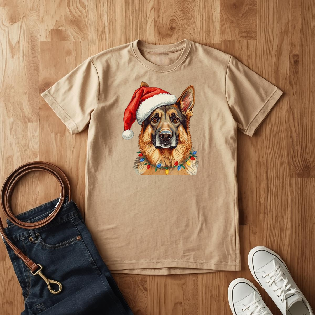 German Shepard Santa- T-Shirt