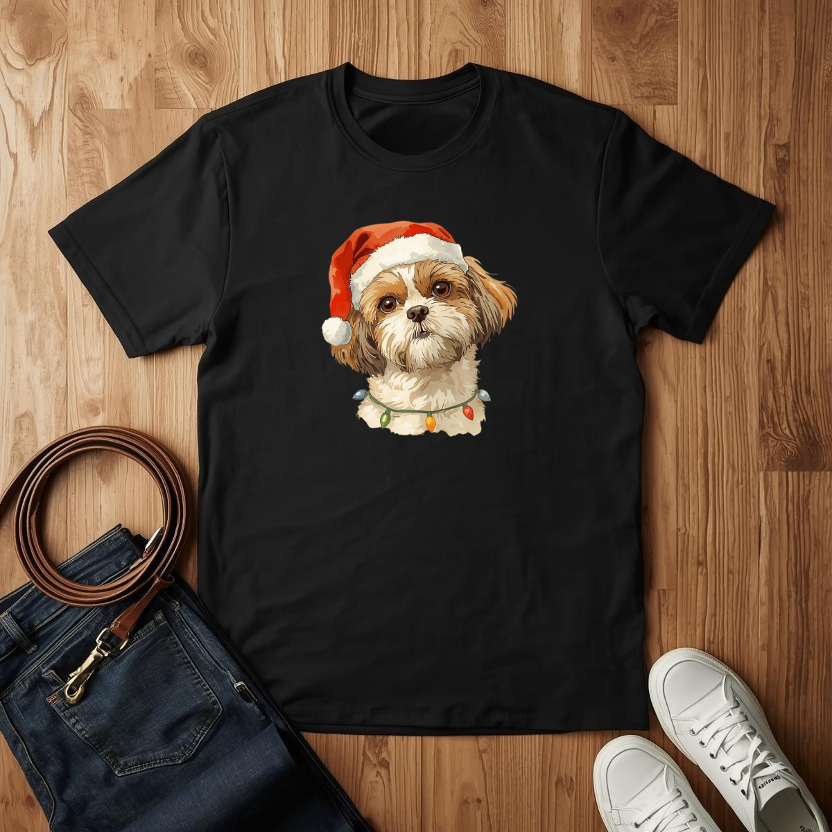Shitzu Santa- T-Shirt