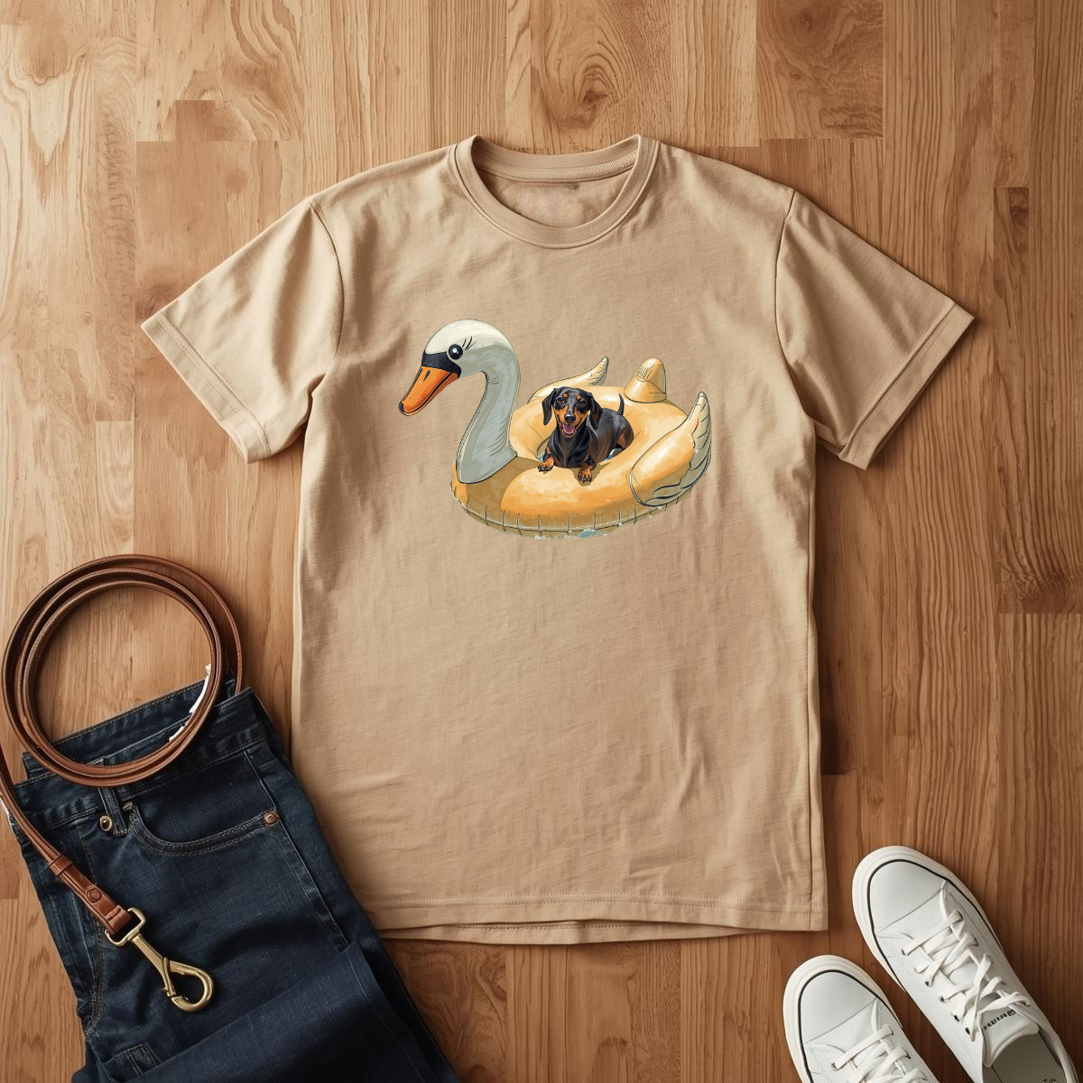 Dachshund Pool Time- T-Shirt