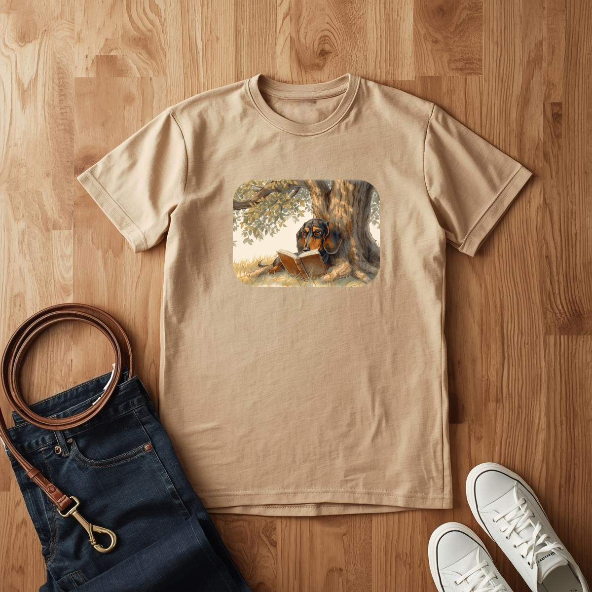 Dachshund Bookworm- T-Shirt