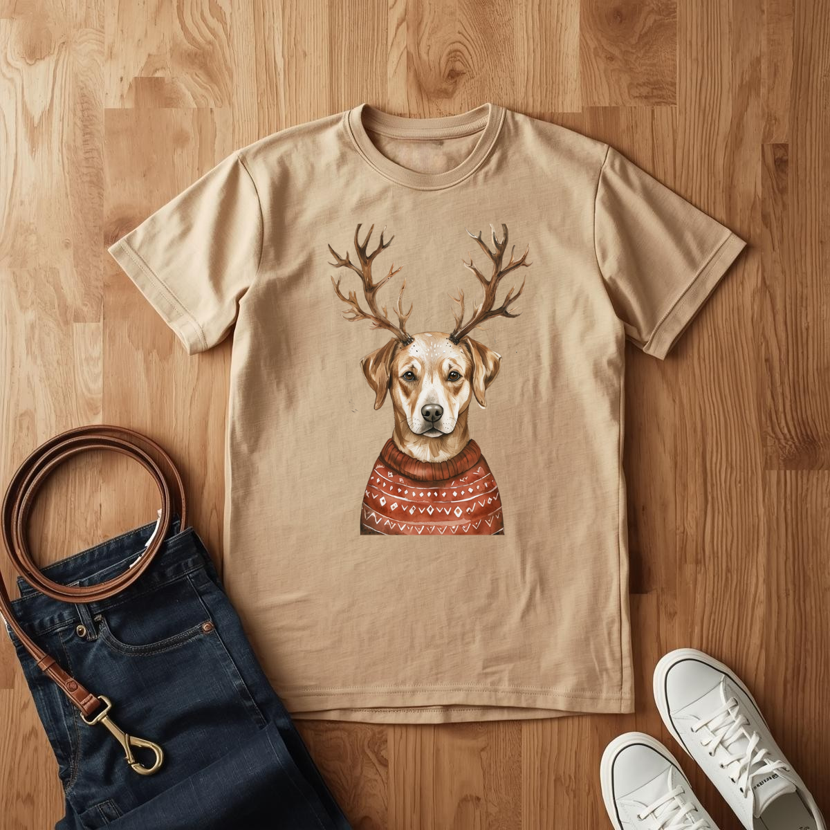 Yellow Lab Reindeer- T-Shirt