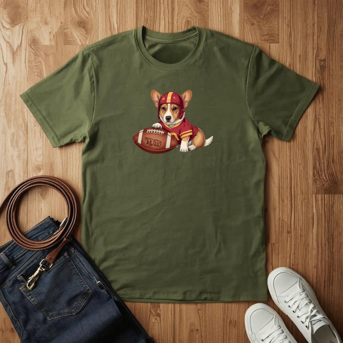 Corgi Red Football - T-Shirt