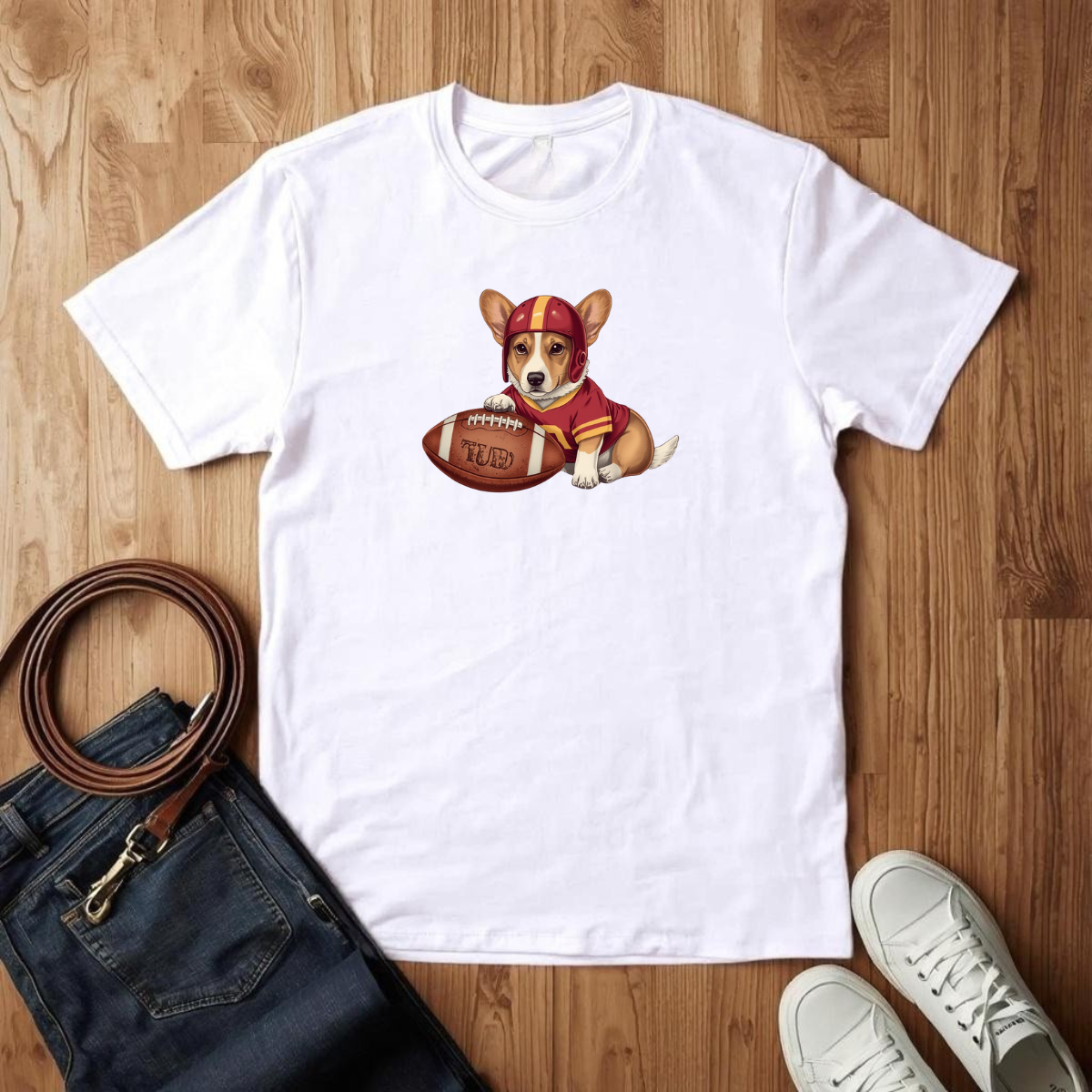 Corgi Red Football - T-Shirt