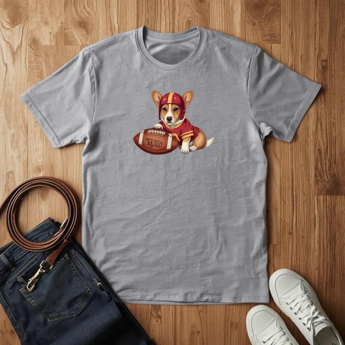 Corgi Red Football - T-Shirt