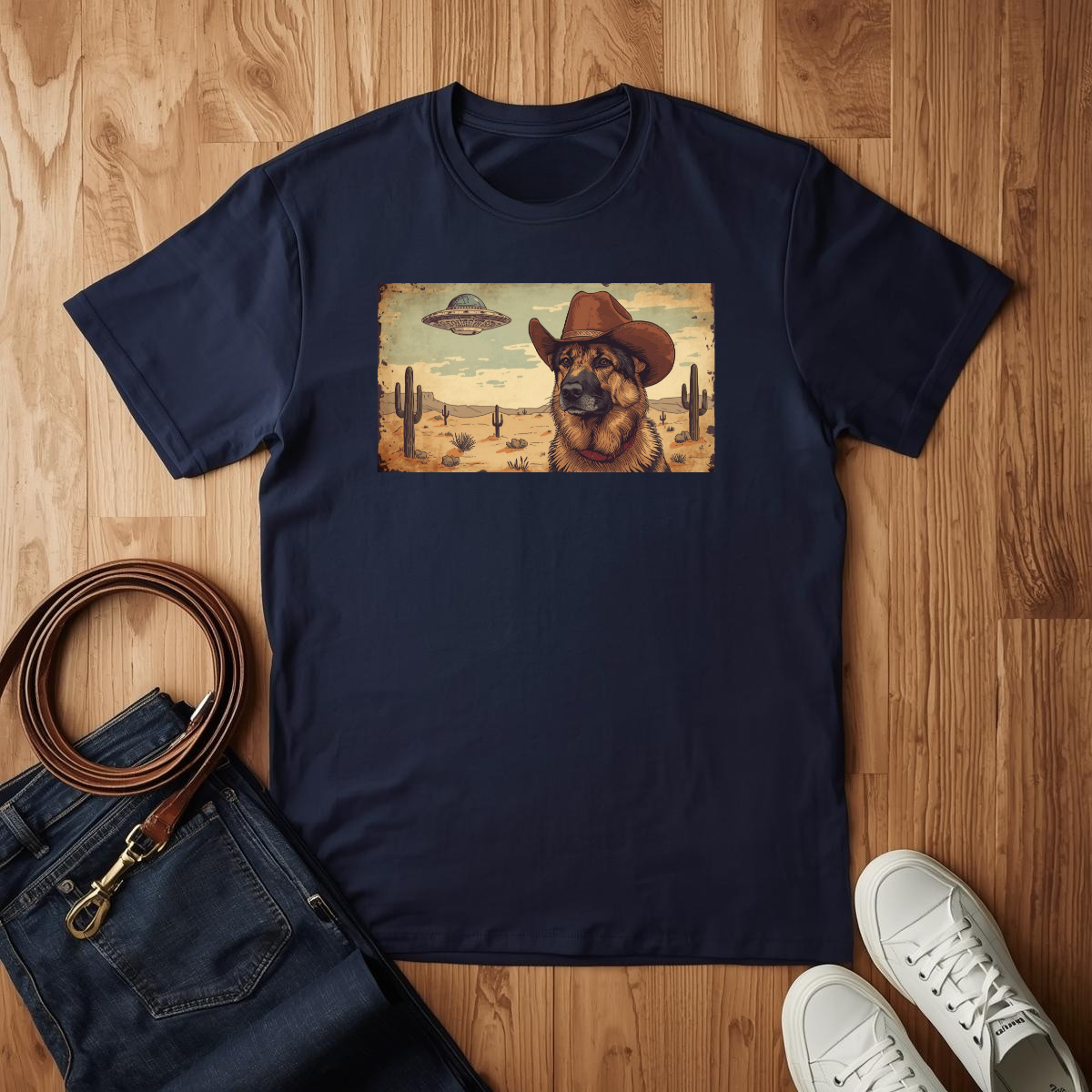 German Shepard Wild West- T-Shirt