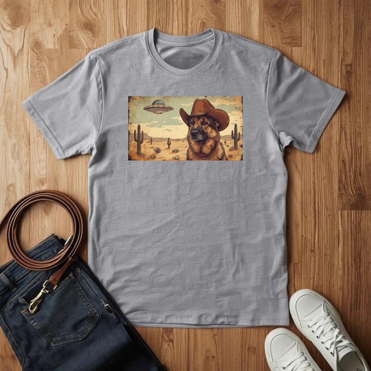 German Shepard Wild West- T-Shirt
