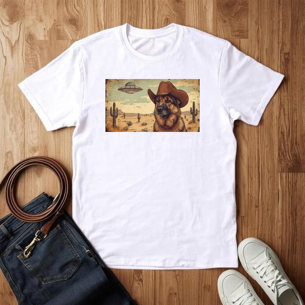 German Shepard Wild West- T-Shirt
