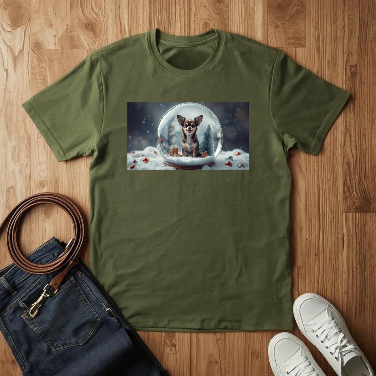 Chihuahua Snow Globe- T-Shirt