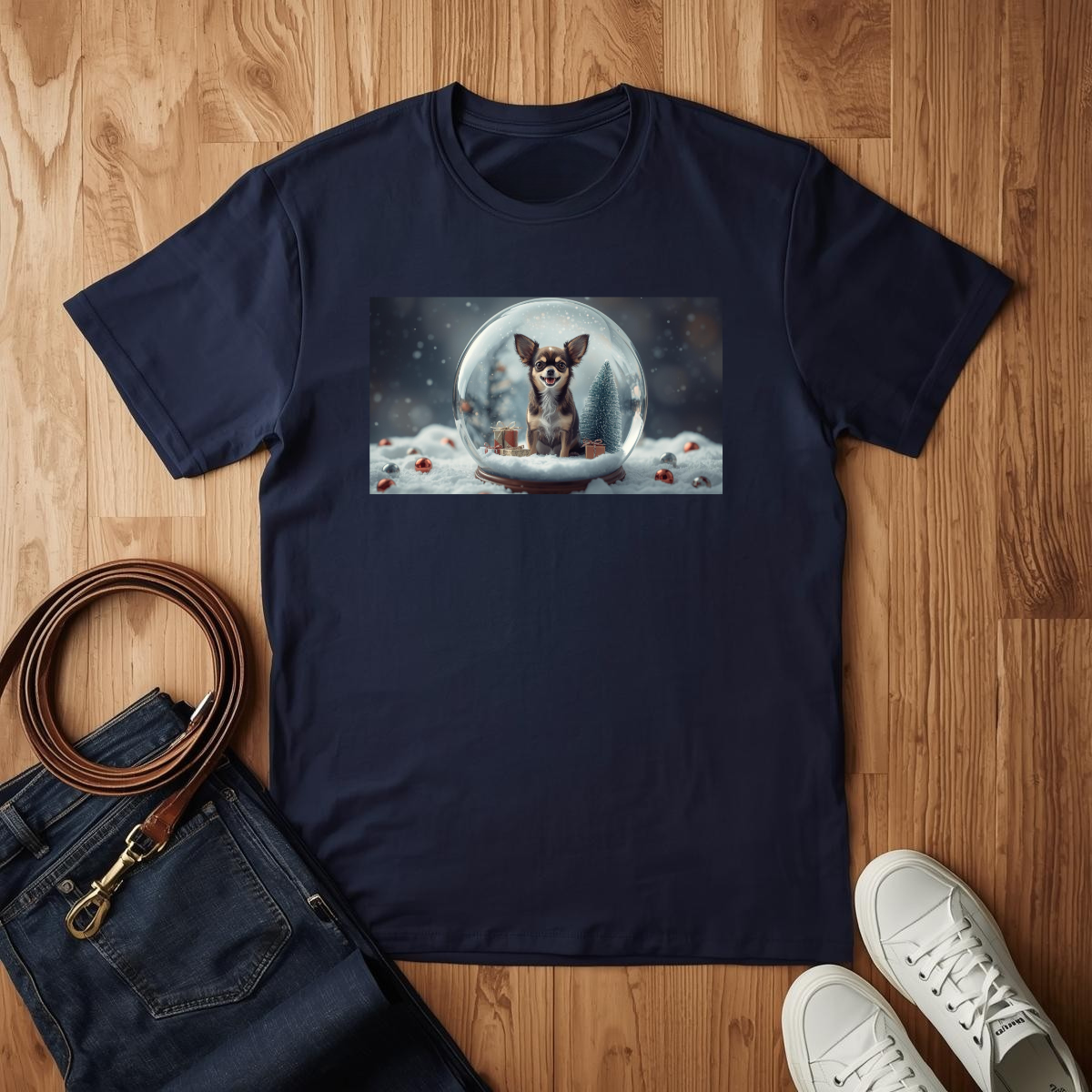 Chihuahua Snow Globe- T-Shirt