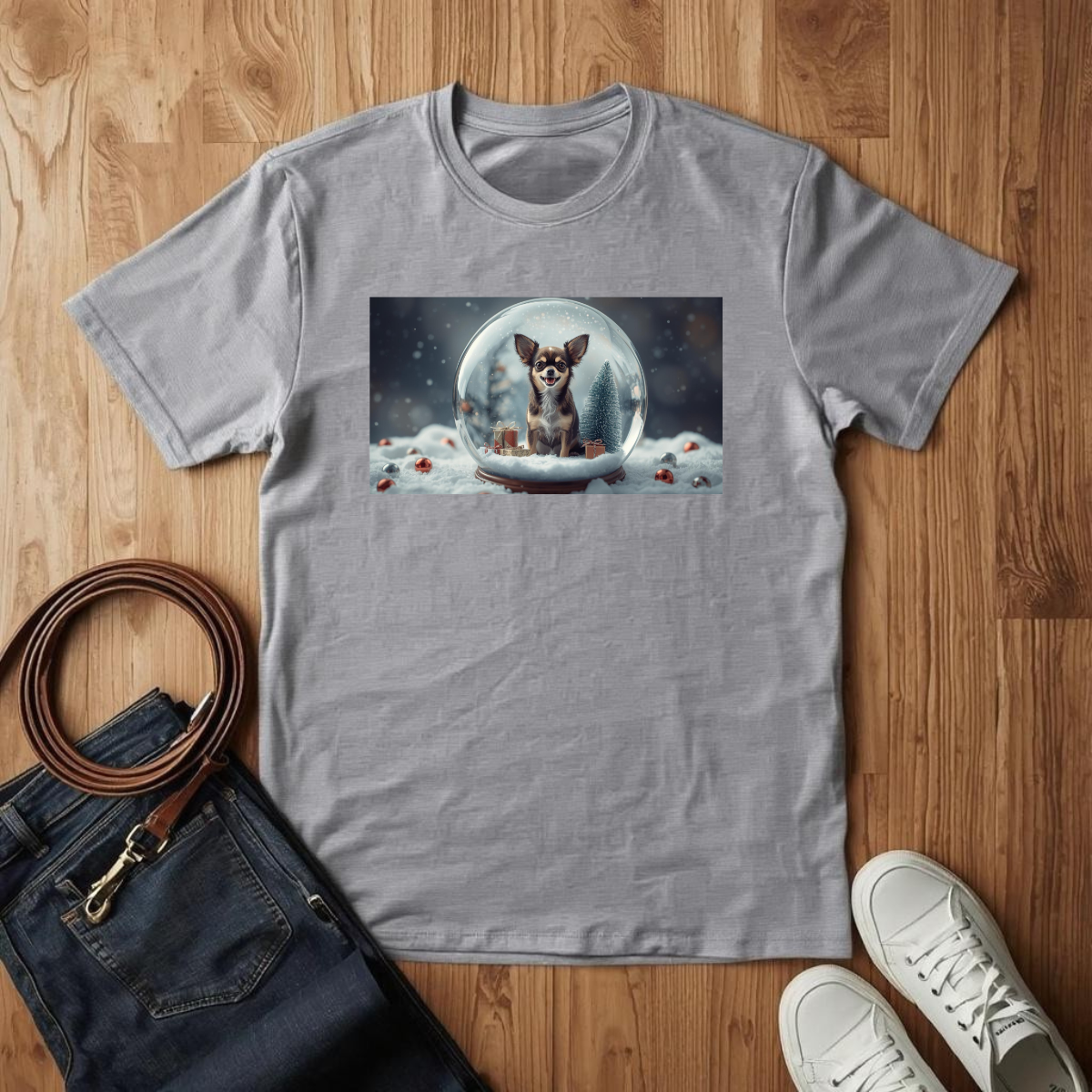 Chihuahua Snow Globe- T-Shirt