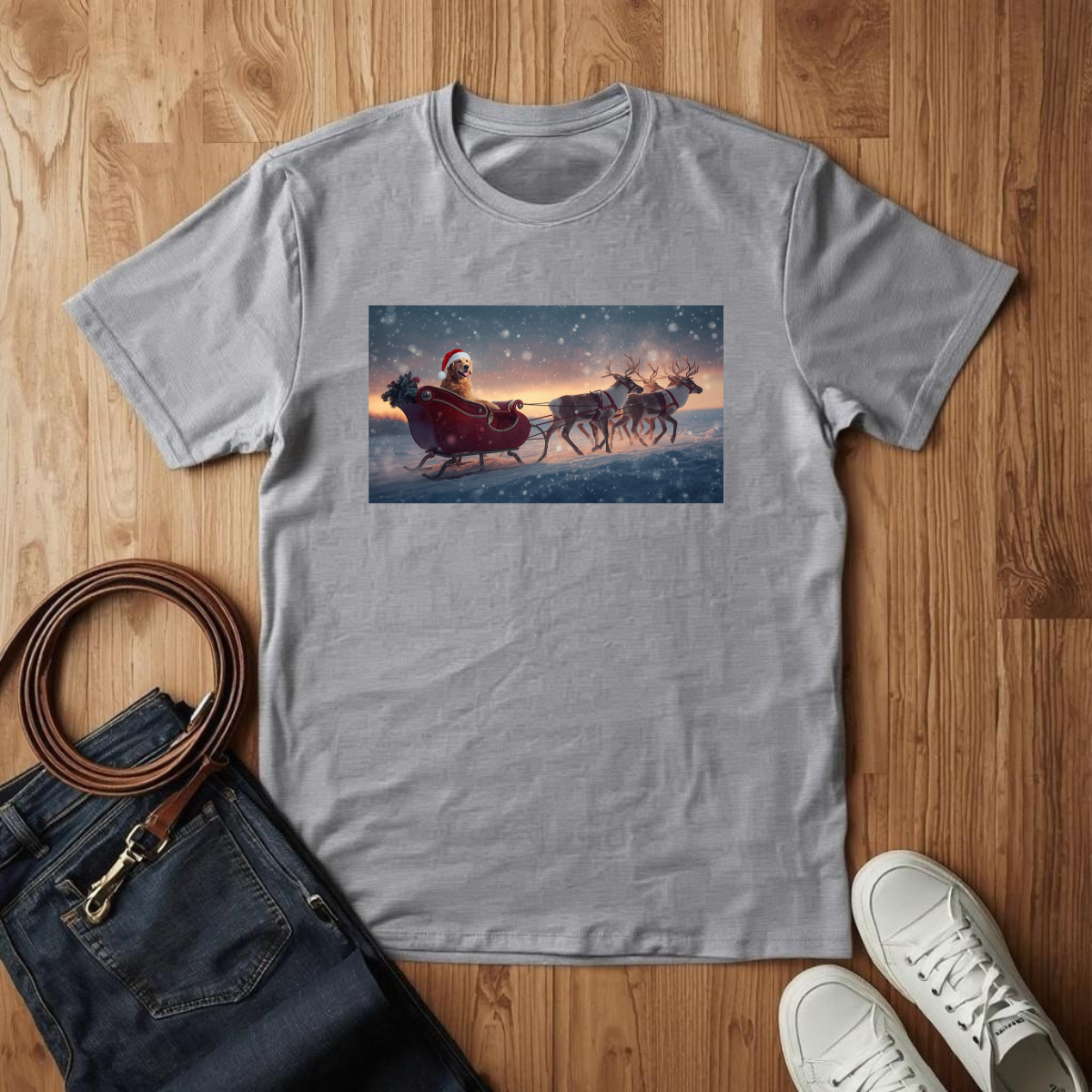 Golden Retriever Santa- T-Shirt