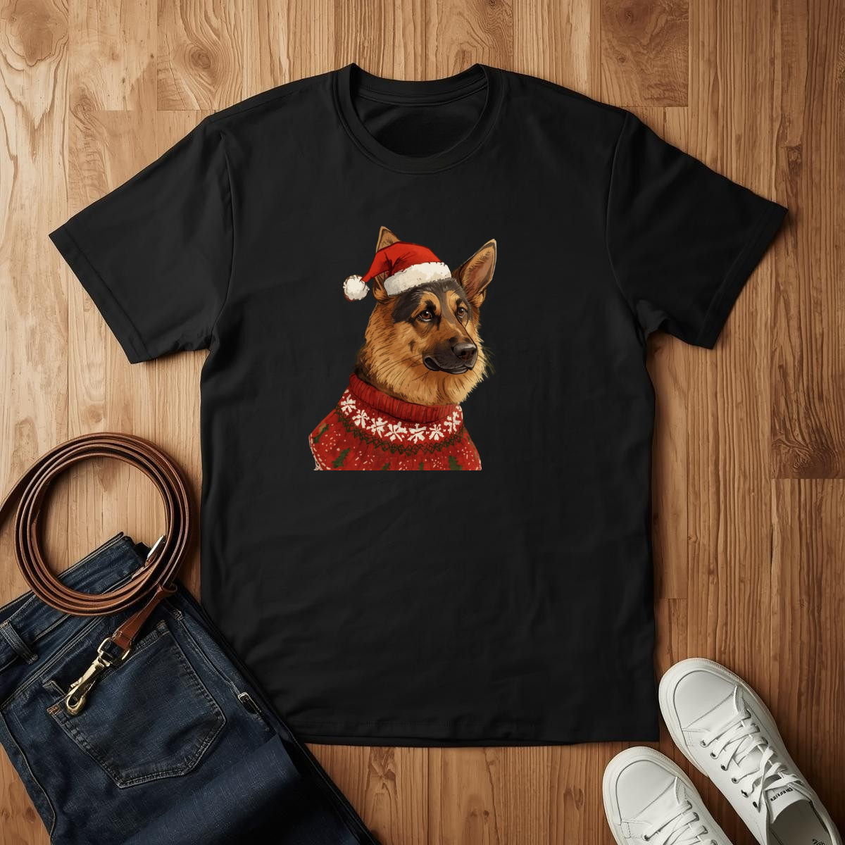 German Shepard Christmas- T-Shirt