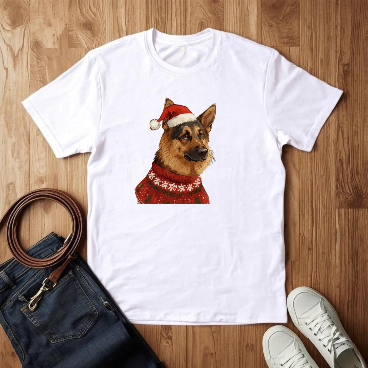 German Shepard Christmas- T-Shirt