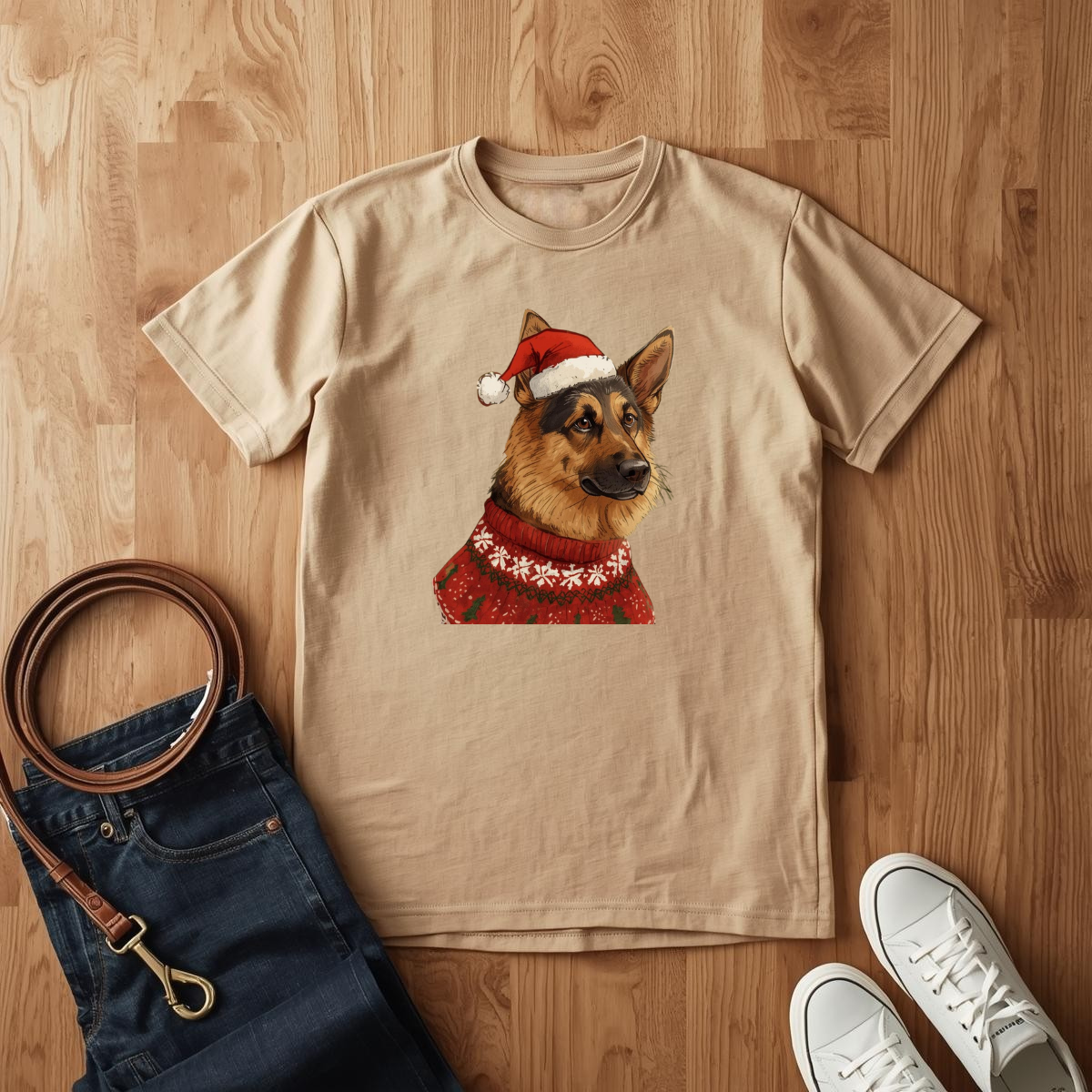 German Shepard Christmas- T-Shirt