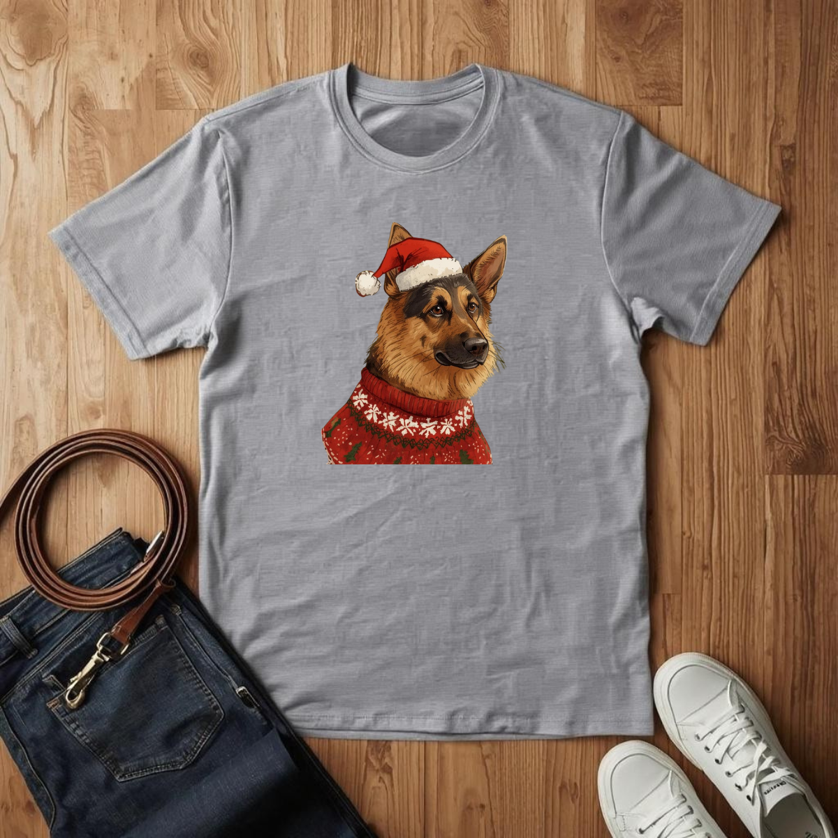 German Shepard Christmas- T-Shirt