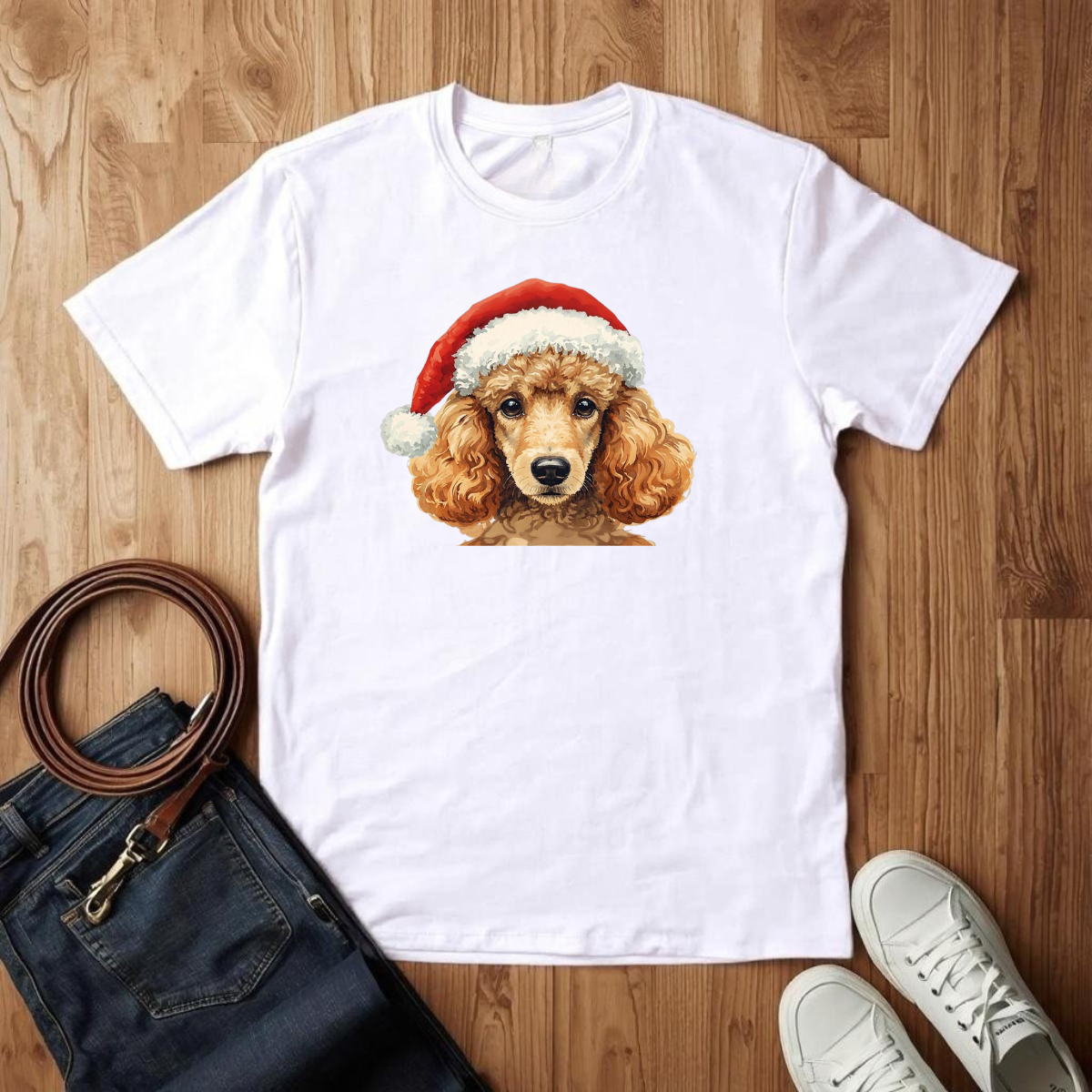 Poodle Santa Hat- T-Shirt