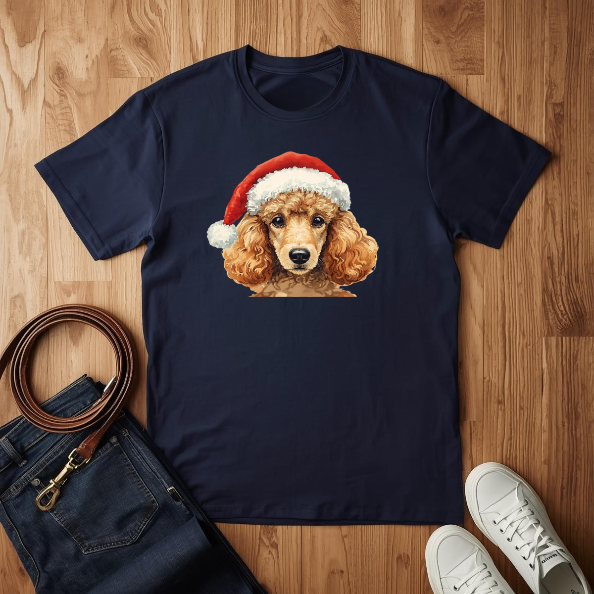 Poodle Santa Hat- T-Shirt