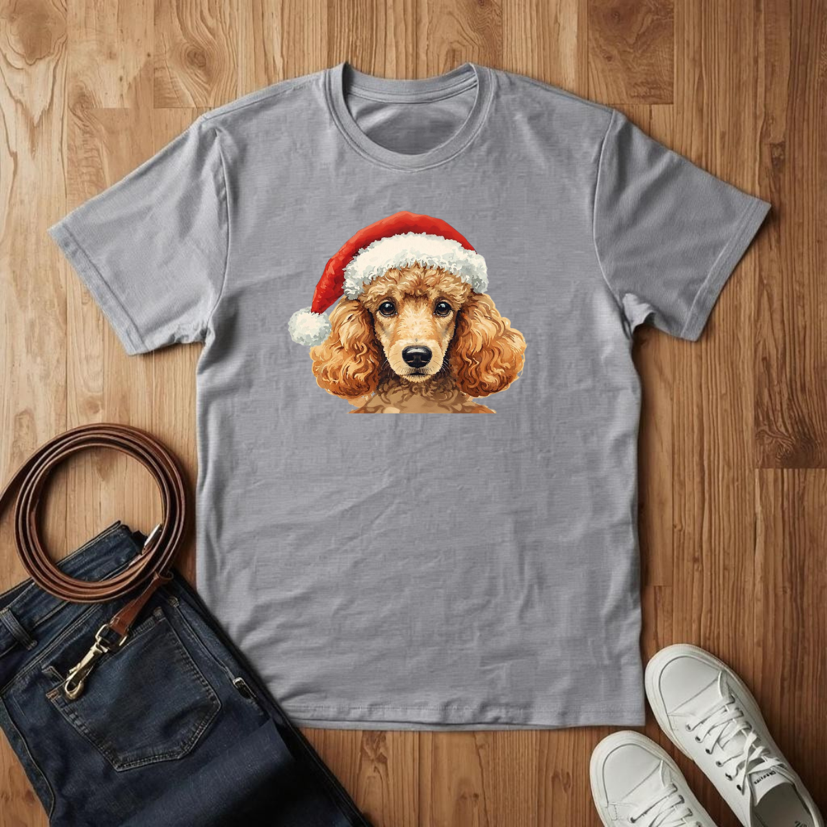 Poodle Santa Hat- T-Shirt
