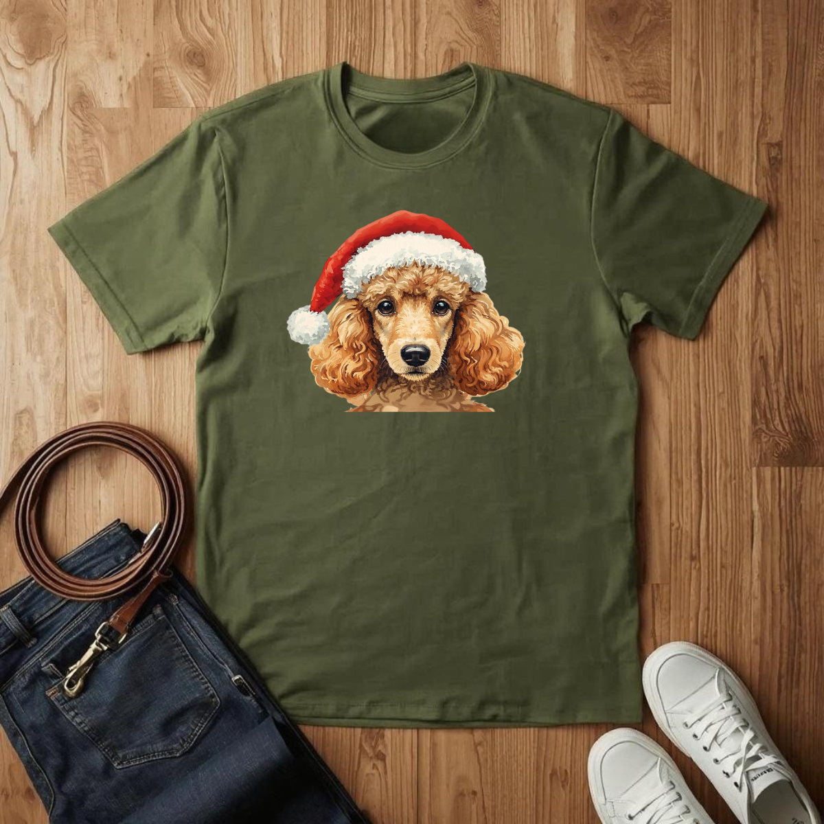 Poodle Santa Hat- T-Shirt