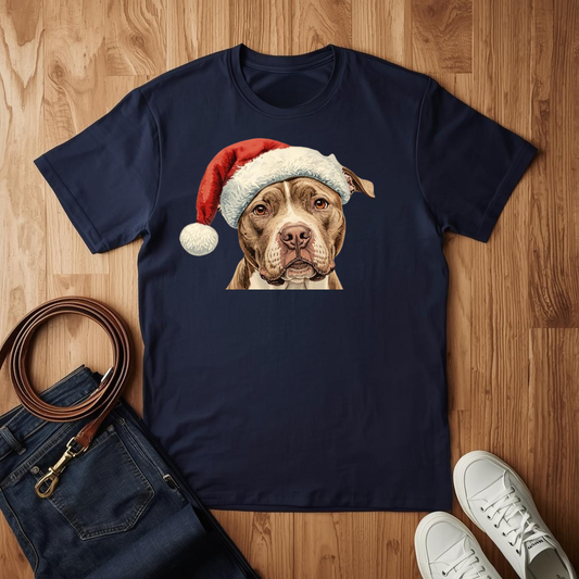 Pitbull Santa Hat- T-Shirt