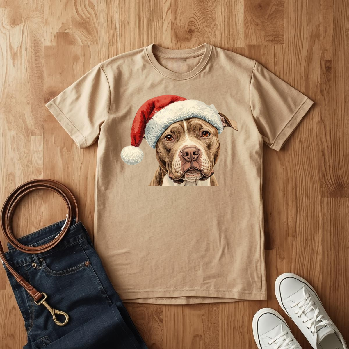 Pitbull Santa Hat- T-Shirt