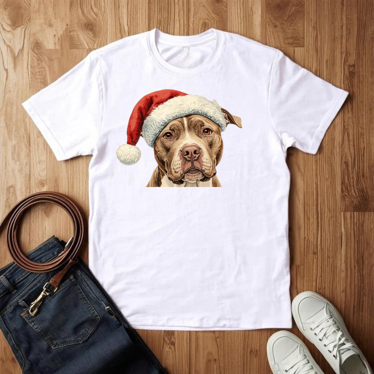 Pitbull Santa Hat- T-Shirt