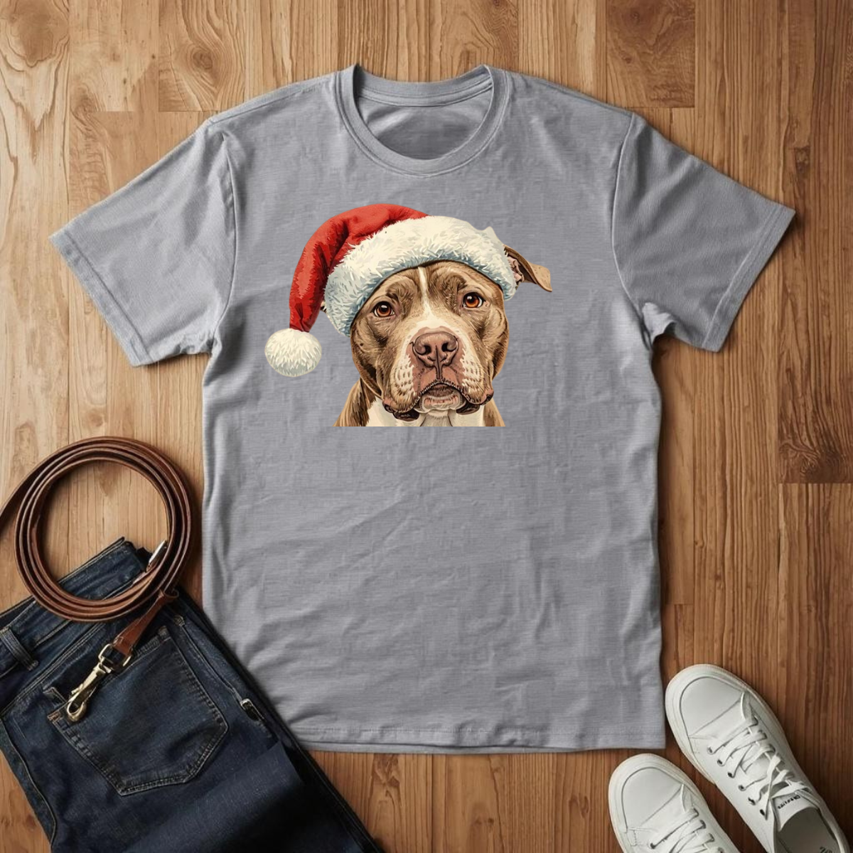Pitbull Santa Hat- T-Shirt