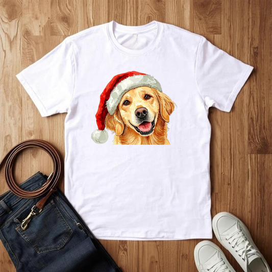 Golden Retriever Santa Hat- T-Shirt