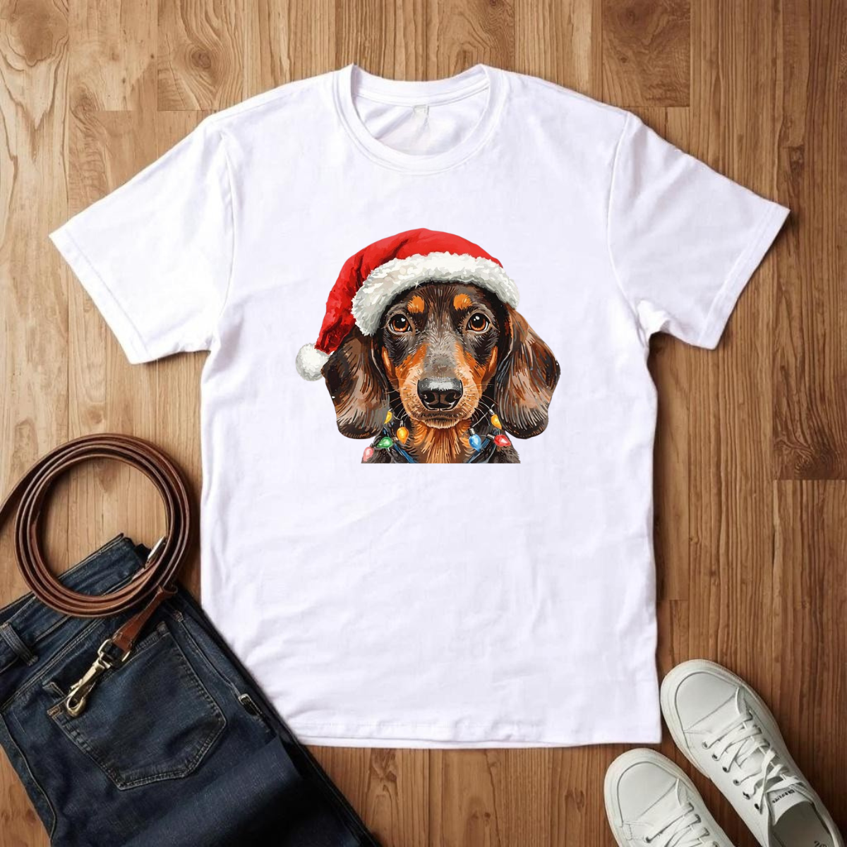 Dachshund Santa Hat- T-Shirt