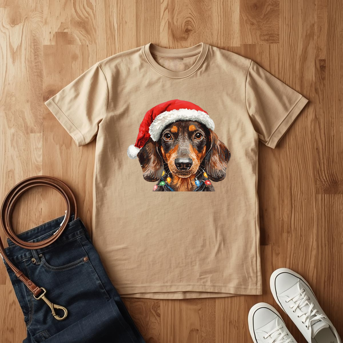 Dachshund Santa Hat- T-Shirt