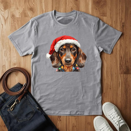 Dachshund Santa Hat- T-Shirt