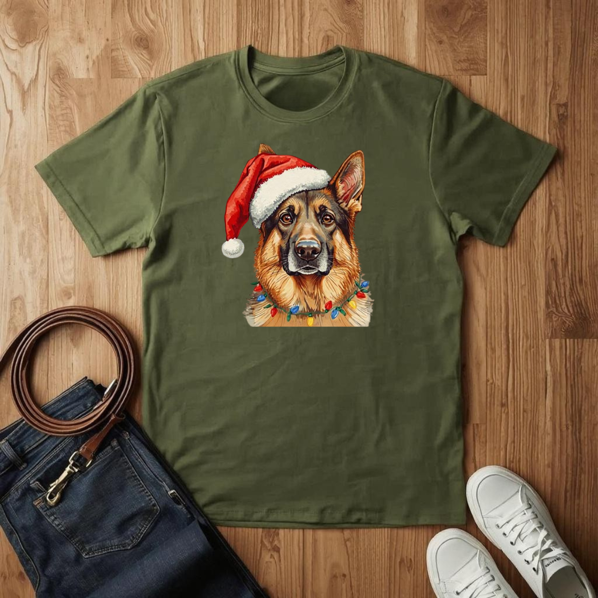 German Shepard Santa- T-Shirt