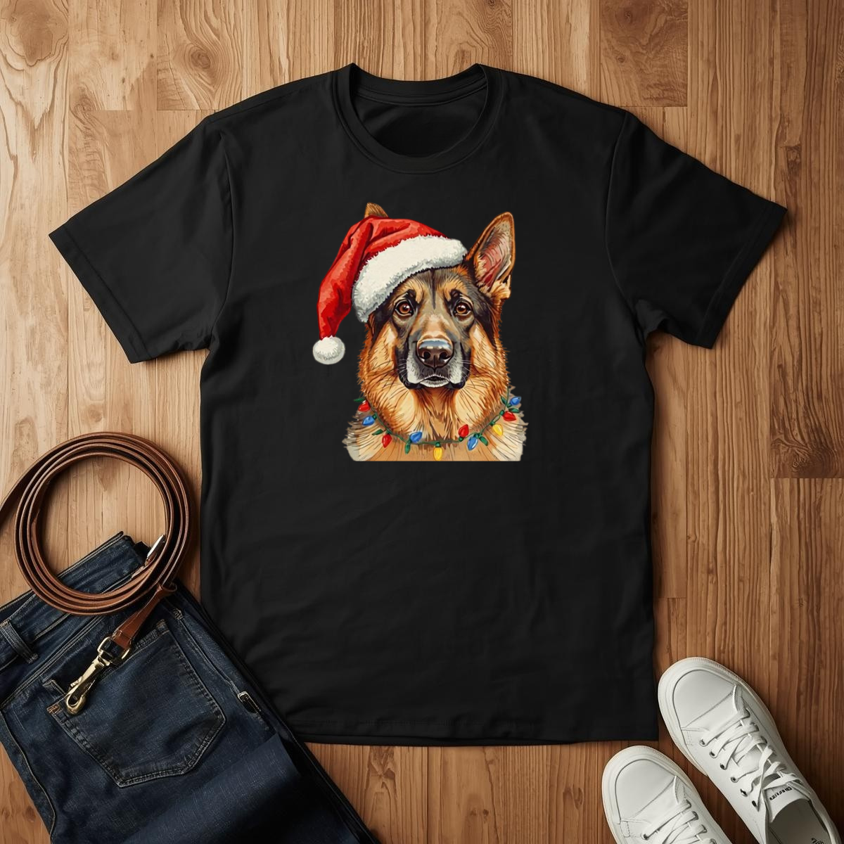 German Shepard Santa- T-Shirt
