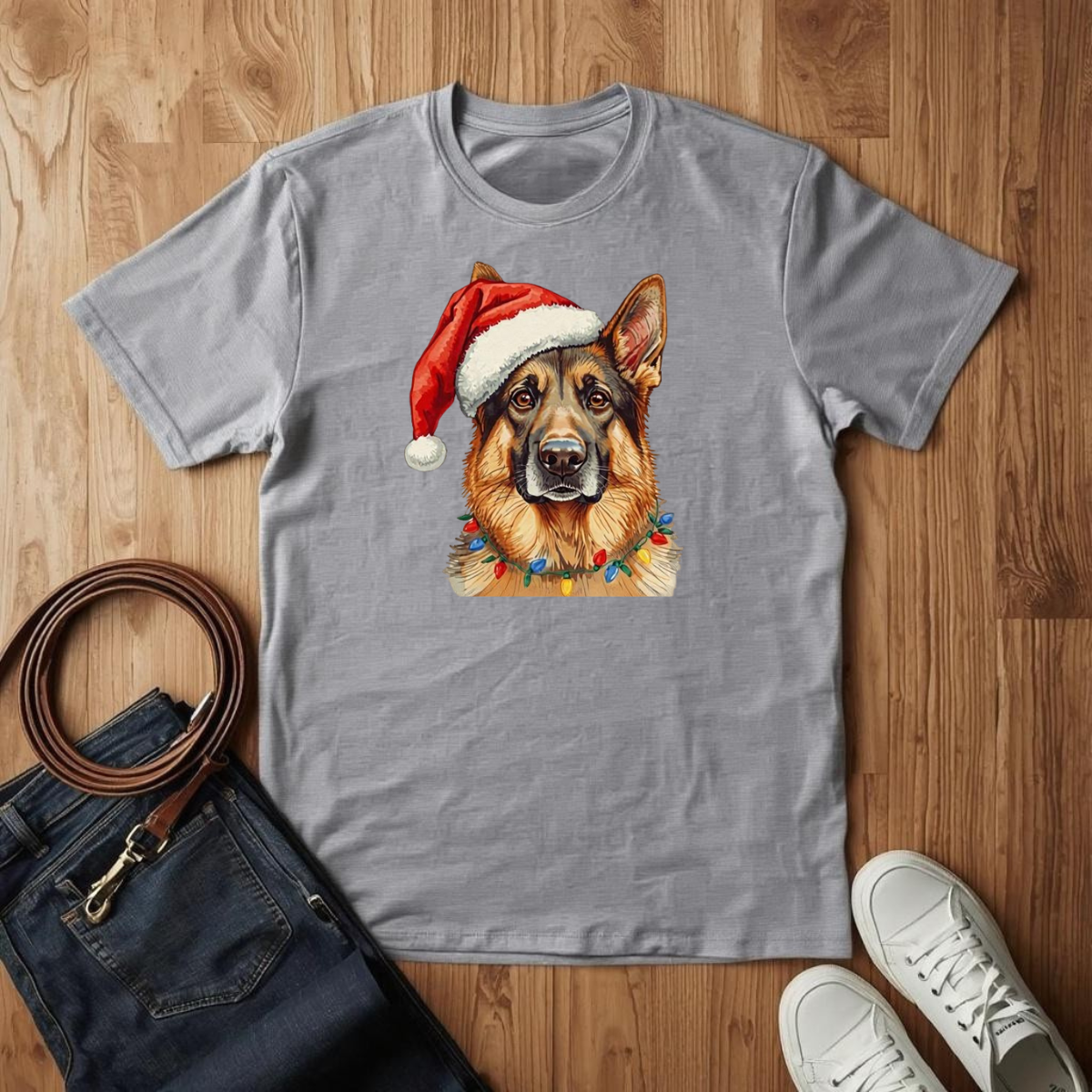 German Shepard Santa- T-Shirt