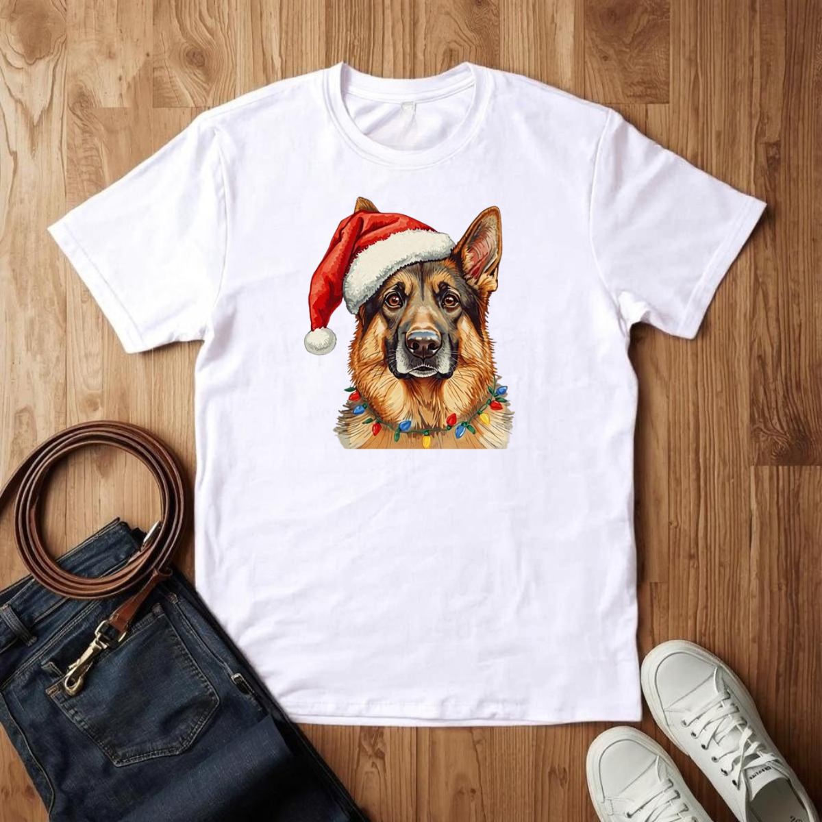 German Shepard Santa- T-Shirt