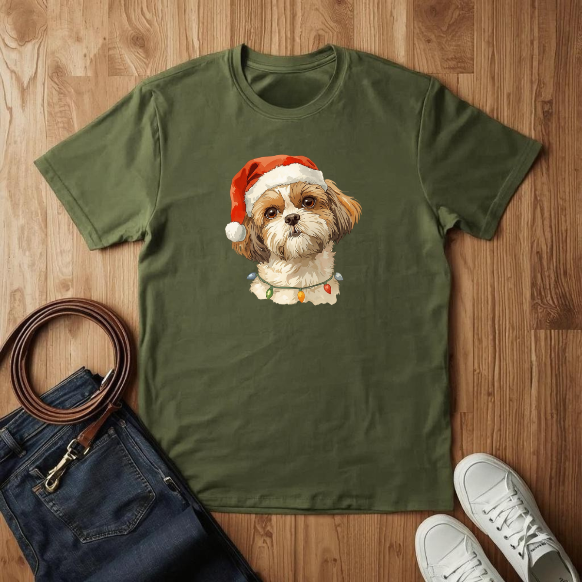 Shitzu Santa- T-Shirt