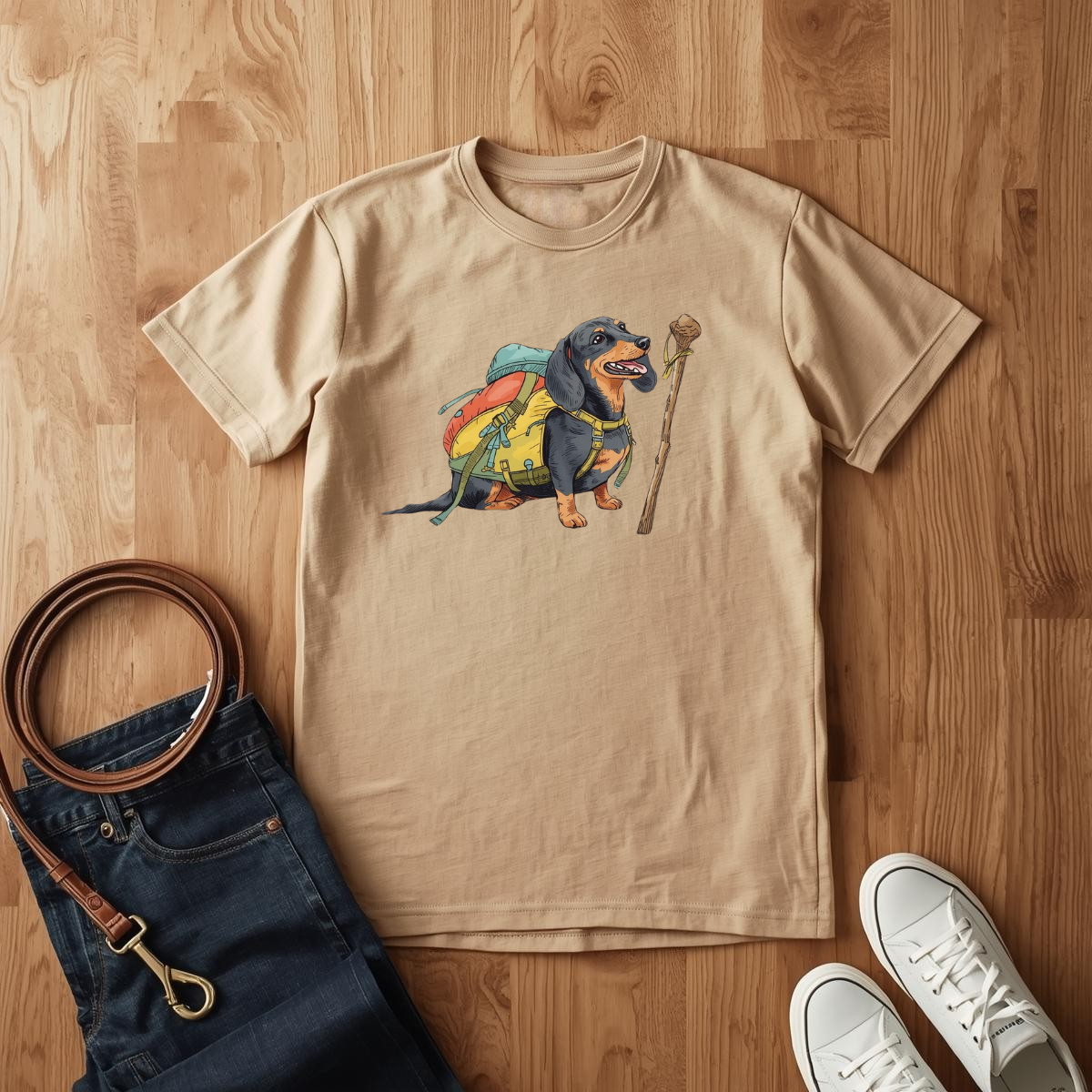 Dachshund Hiking- T-Shirt