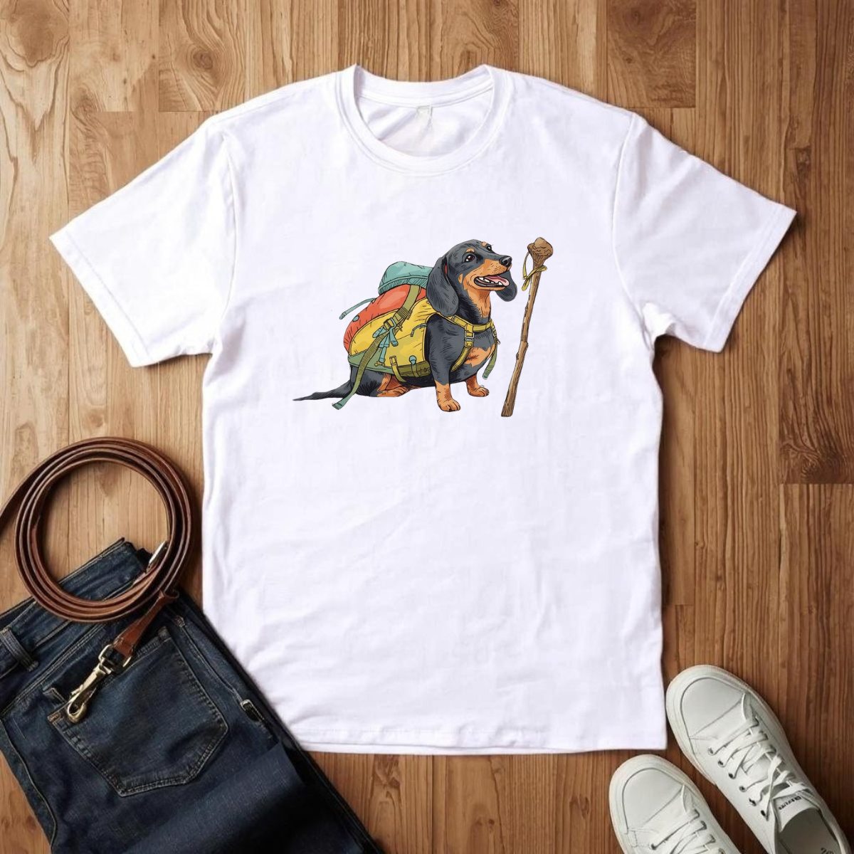 Dachshund Hiking- T-Shirt