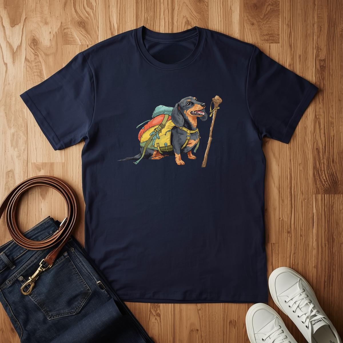 Dachshund Hiking- T-Shirt