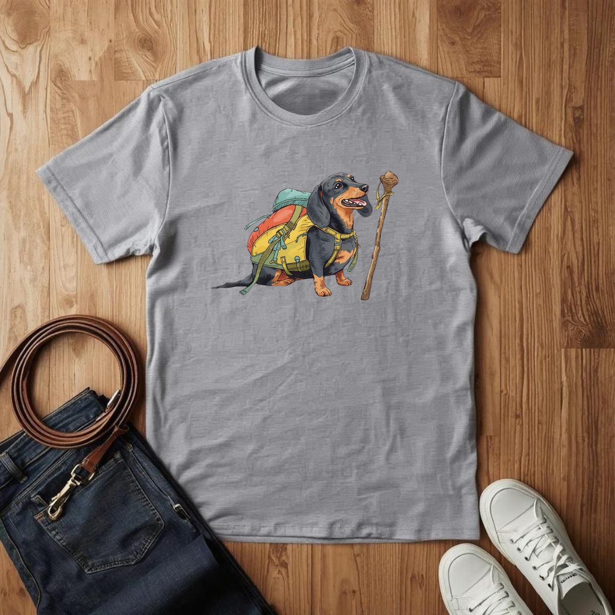 Dachshund Hiking- T-Shirt