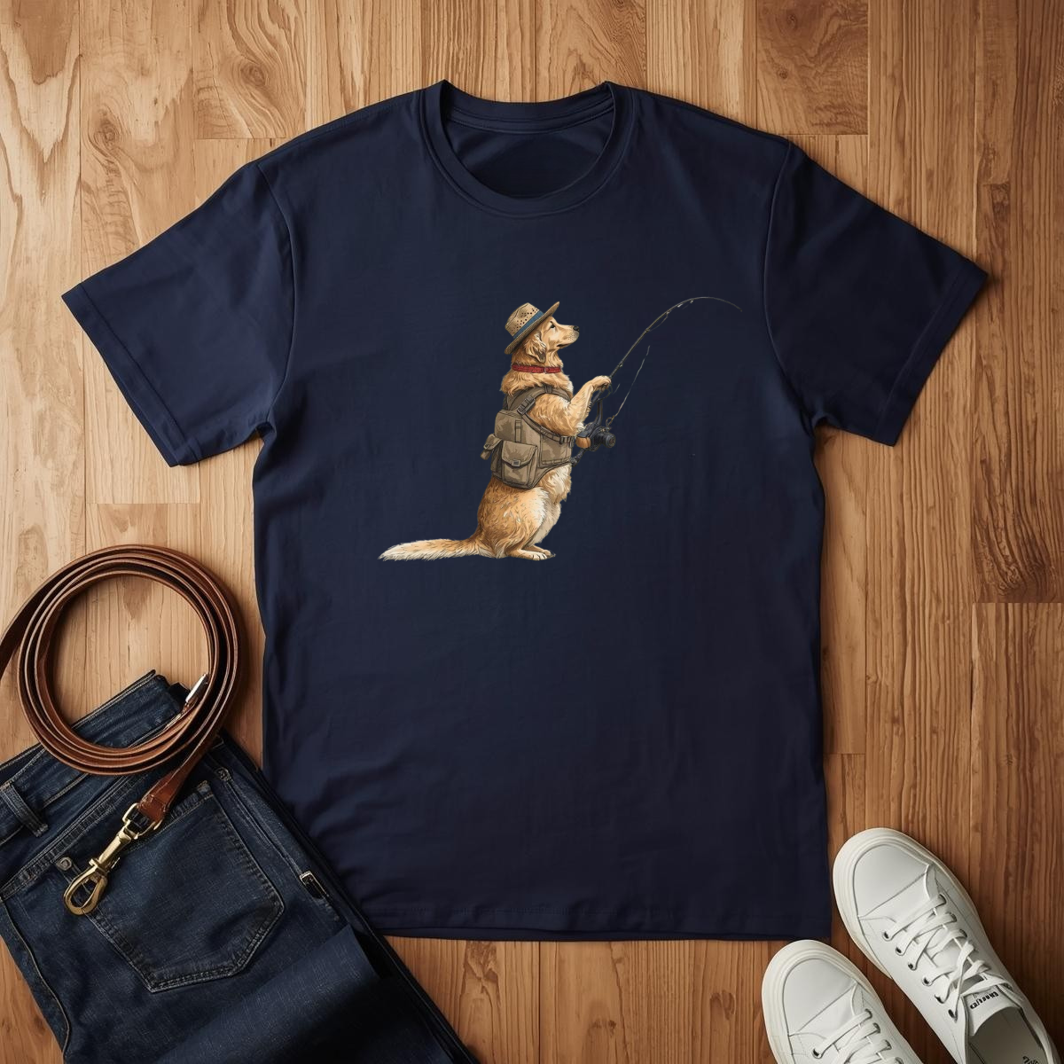 Gone Fishing Golden Retriever - T-Shirt
