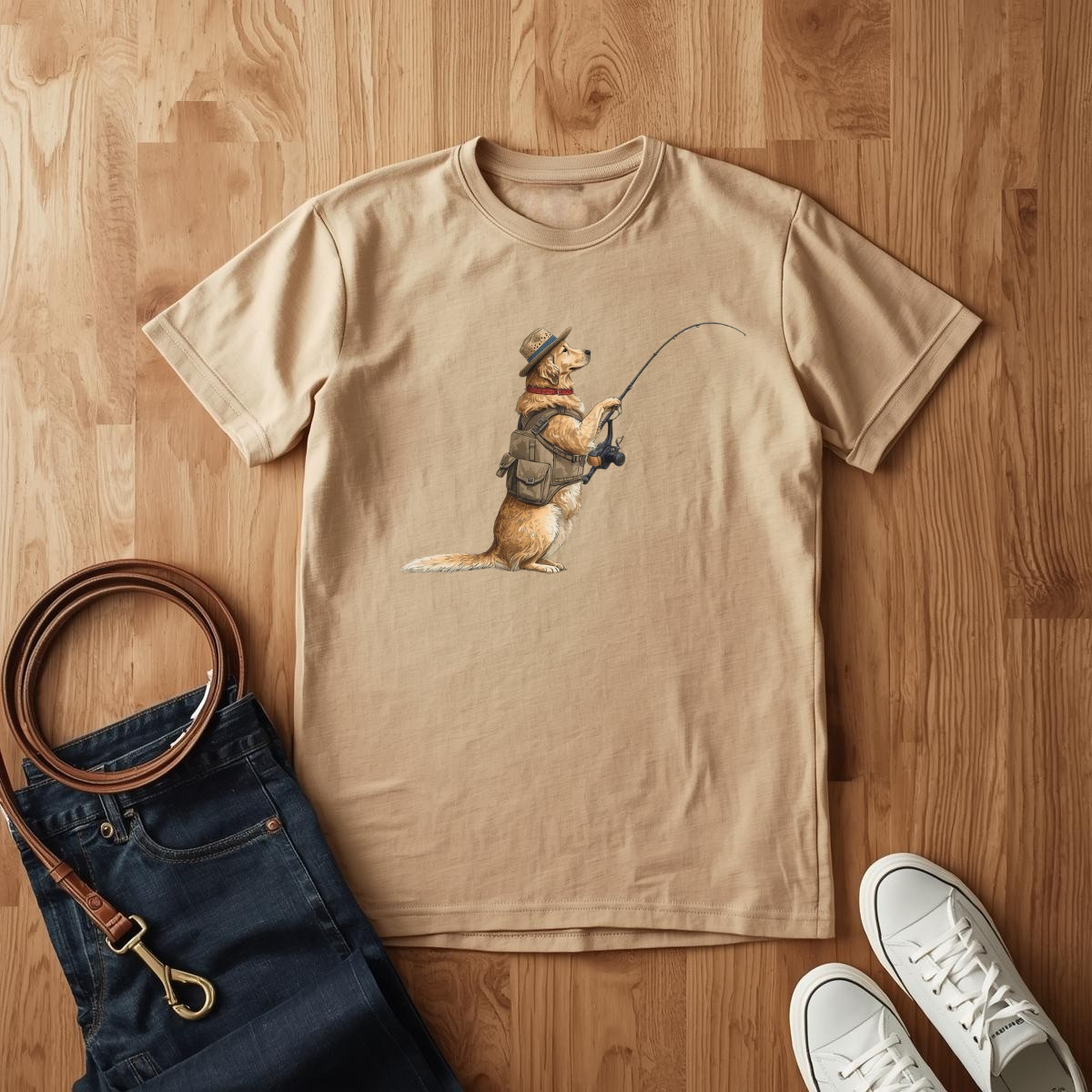 Gone Fishing Golden Retriever - T-Shirt