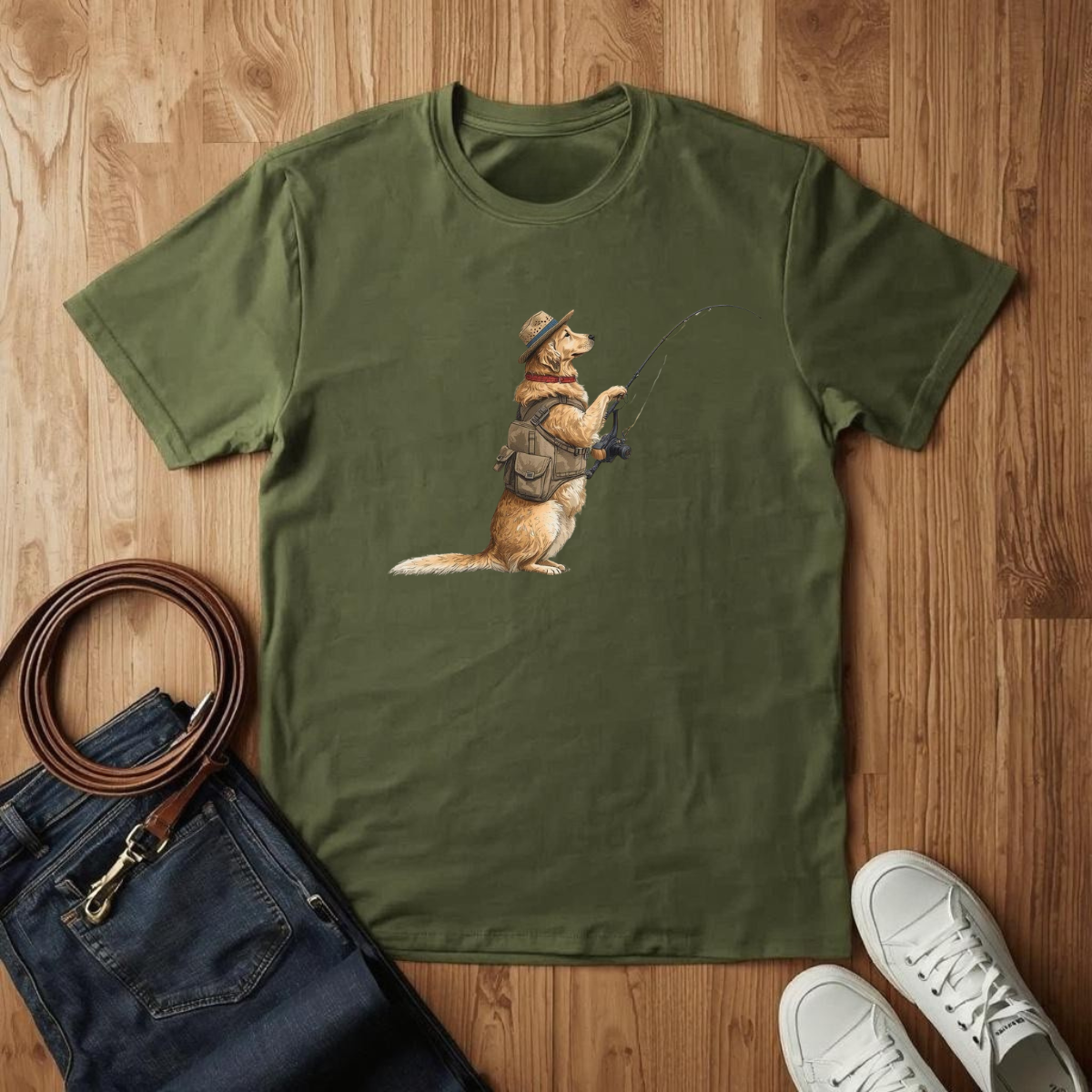 Gone Fishing Golden Retriever - T-Shirt