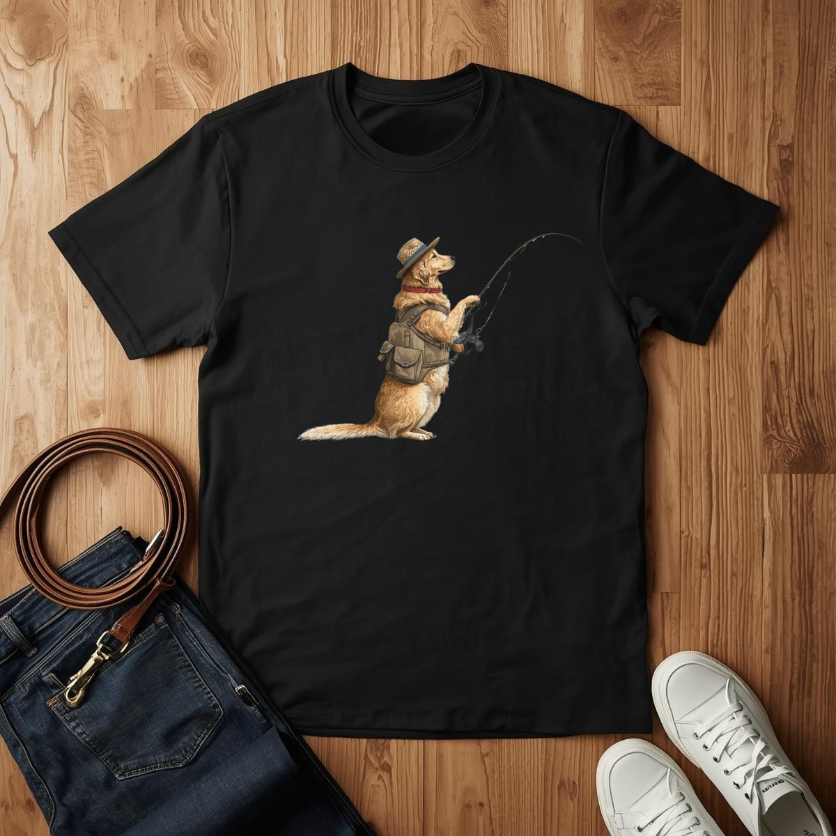 Gone Fishing Golden Retriever - T-Shirt