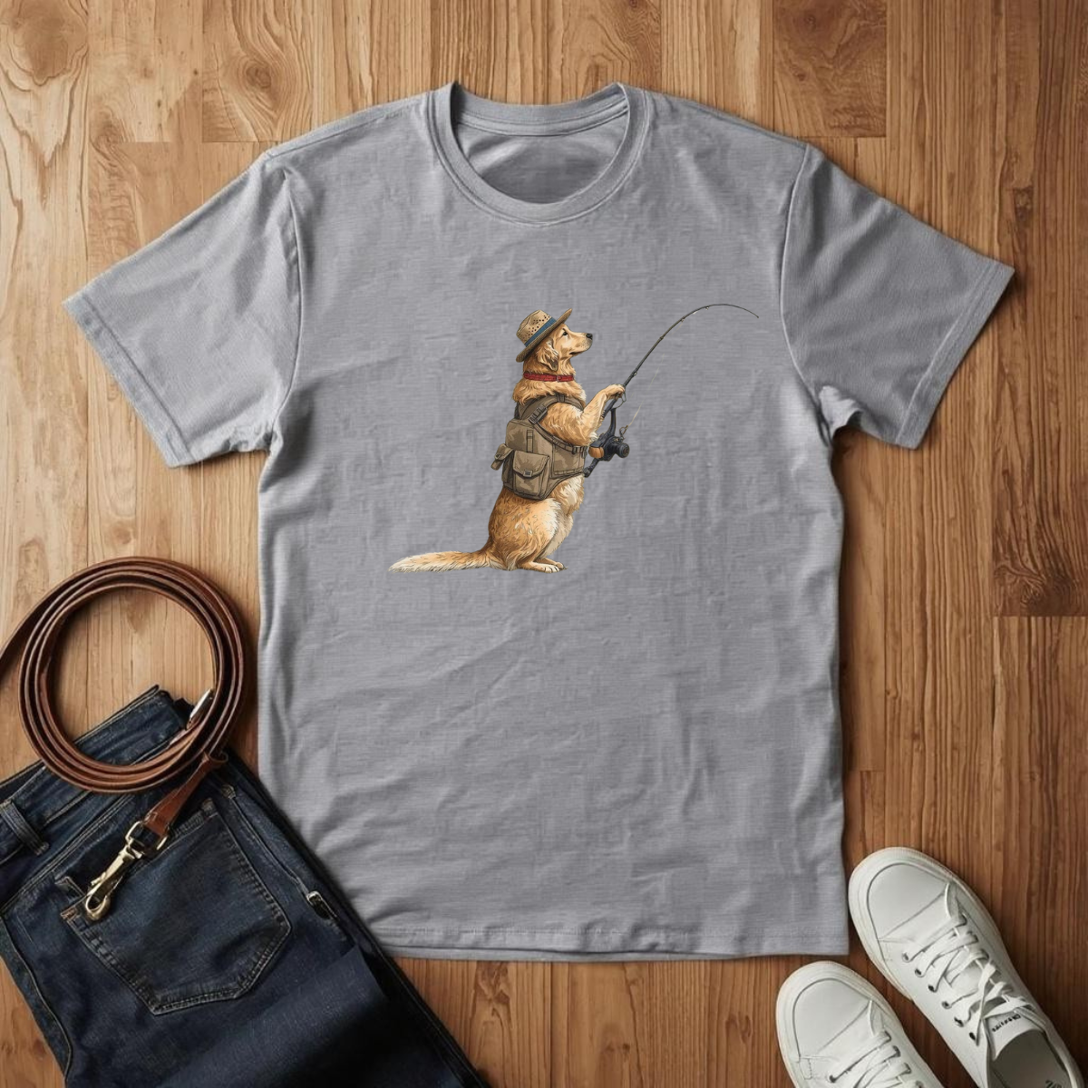 Gone Fishing Golden Retriever - T-Shirt