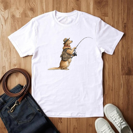 Gone Fishing Golden Retriever - T-Shirt
